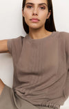 YAYA - Sleeveless Top with Lines in Greyish Brown