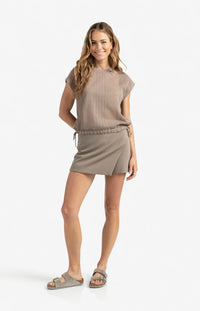 YAYA - Sleeveless Top with Lines in Greyish Brown