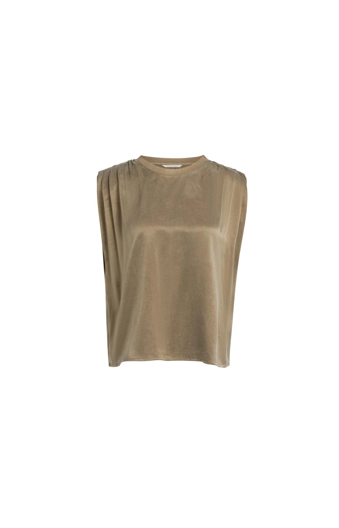YAYA - Sleeveless top with shoulder pleats - Teak Brown