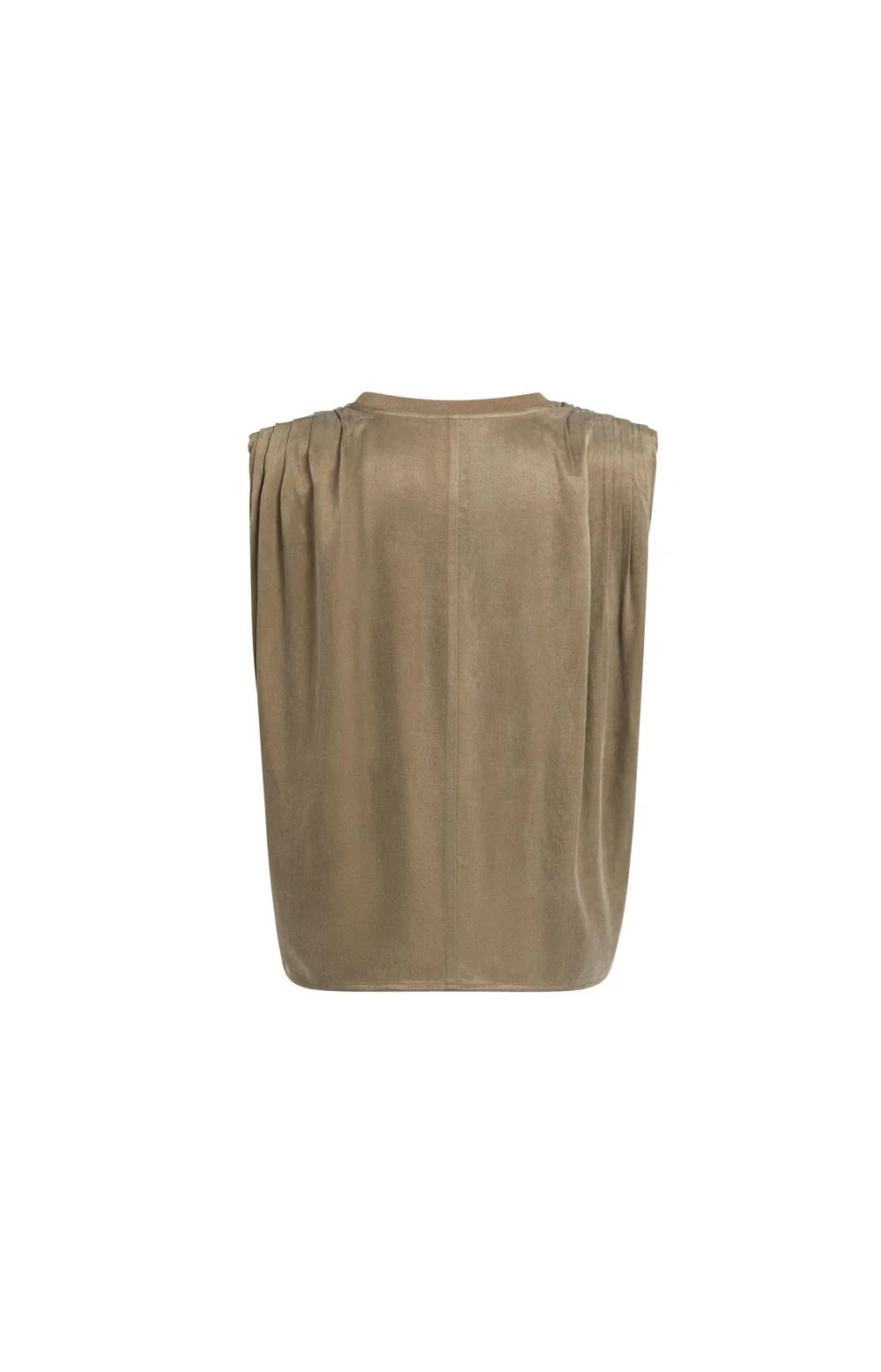 YAYA - Sleeveless top with shoulder pleats - Teak Brown
