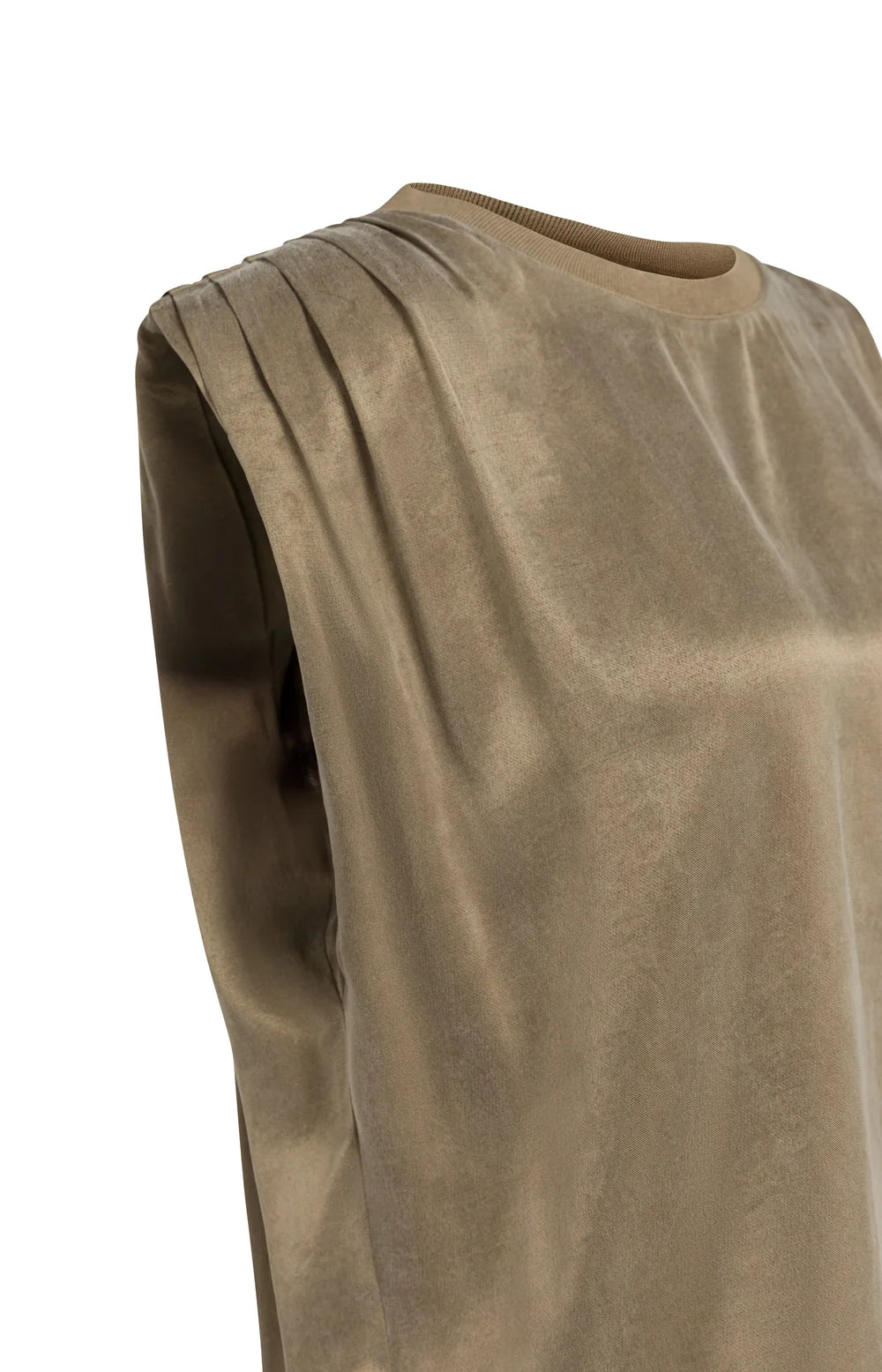 YAYA - Sleeveless top with shoulder pleats - Teak Brown