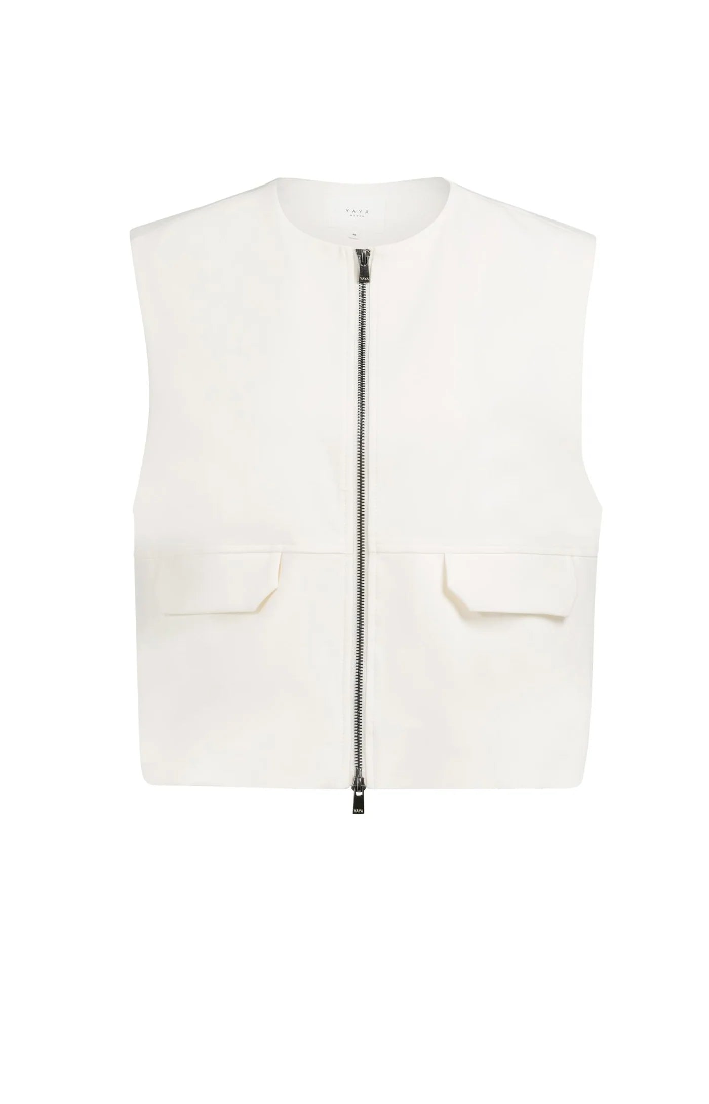 YAYA - Balloon Shaped Sleeveless Jacket in Ivory White