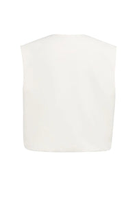 YAYA - Balloon Shaped Sleeveless Jacket in Ivory White