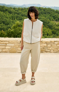YAYA - Balloon Shaped Sleeveless Jacket in Ivory White
