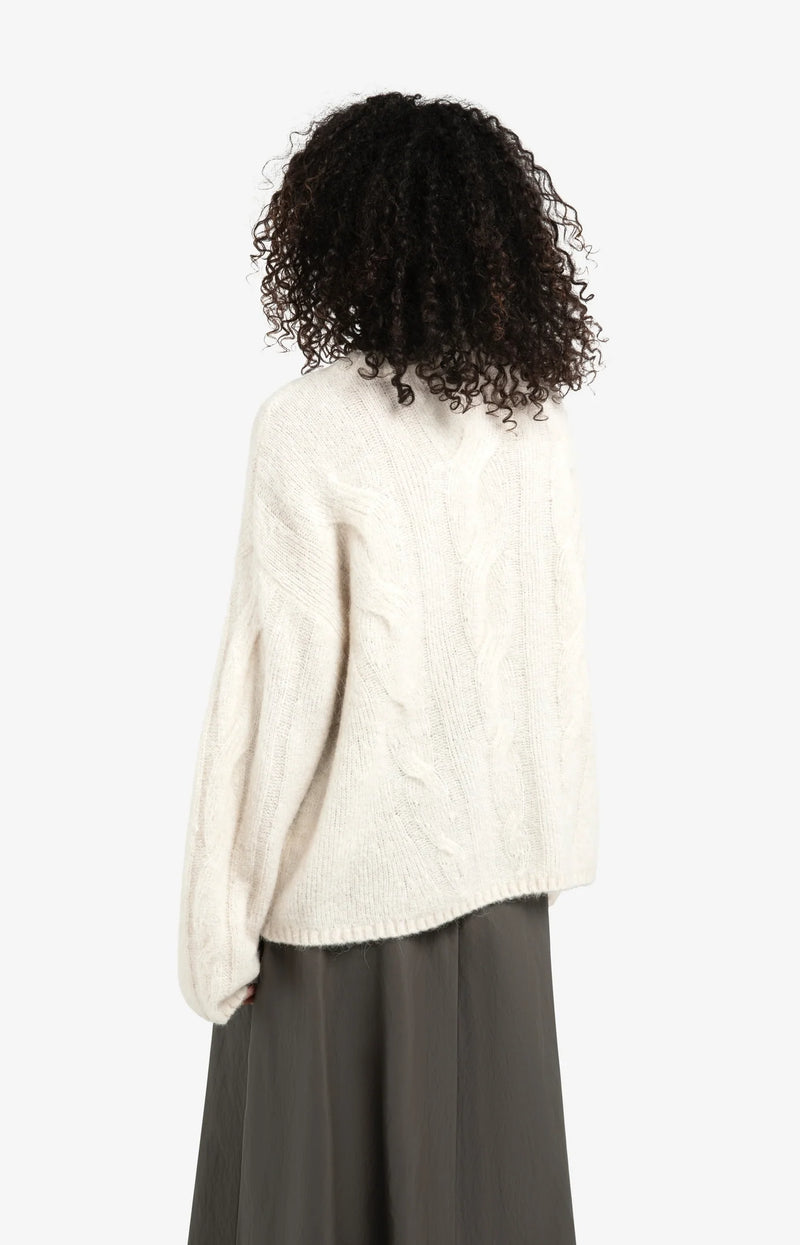 YAYA - Soft cable knit sweater in Wool White
