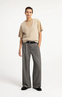 YAYA - Spencer with Deep V-Neck in Light Beige Melange