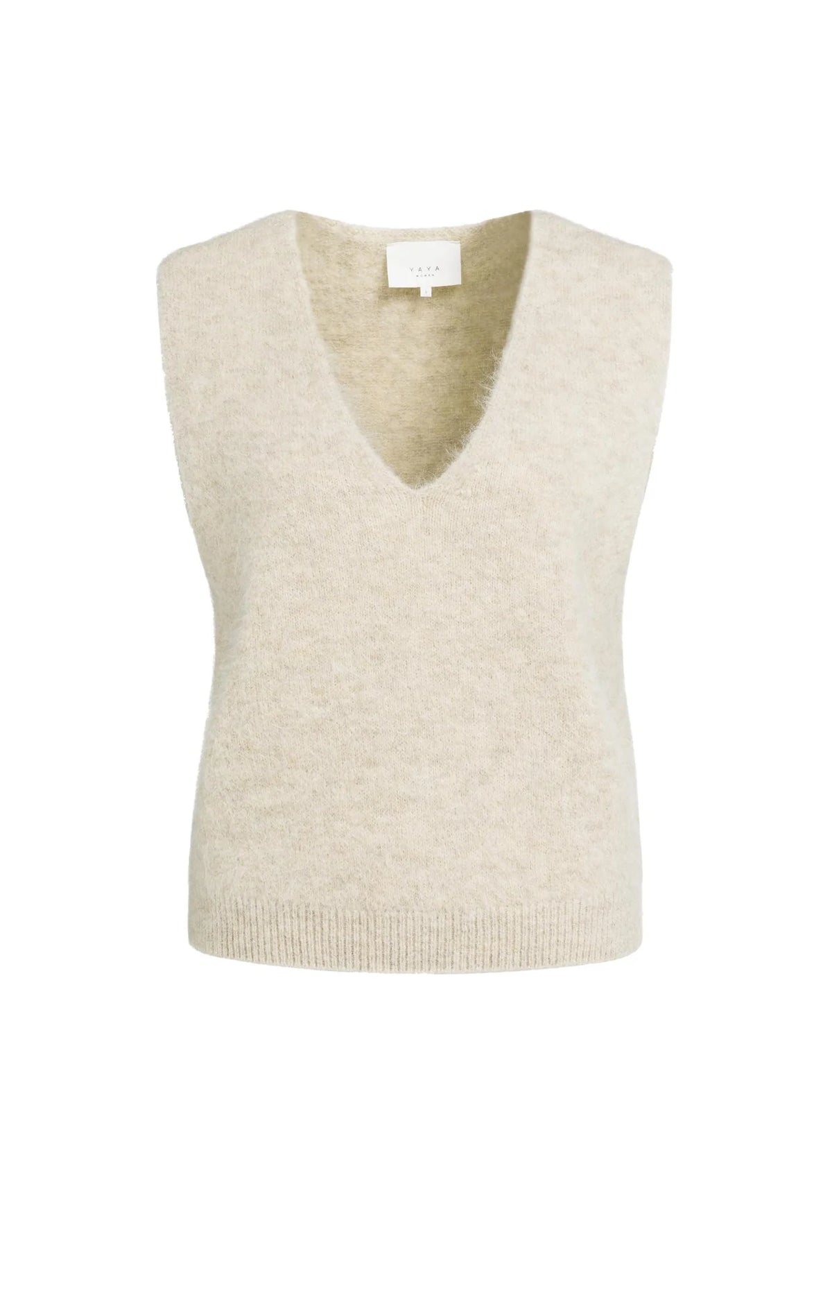 YAYA - Spencer with Deep V-Neck in Light Beige Melange