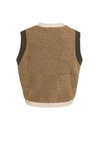 YAYA - Checked Textured Spencer in Otter Brown