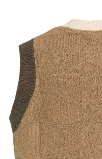 YAYA - Checked Textured Spencer in Otter Brown