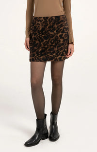 YAYA - Soft Woven Leopard Mini Skirt - Cocoa Brown