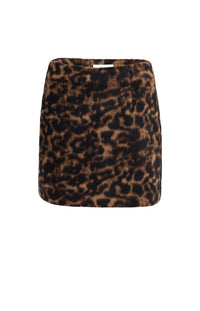 YAYA - Soft Woven Leopard Mini Skirt - Cocoa Brown