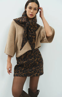 YAYA - Soft Woven Leopard Mini Skirt - Cocoa Brown