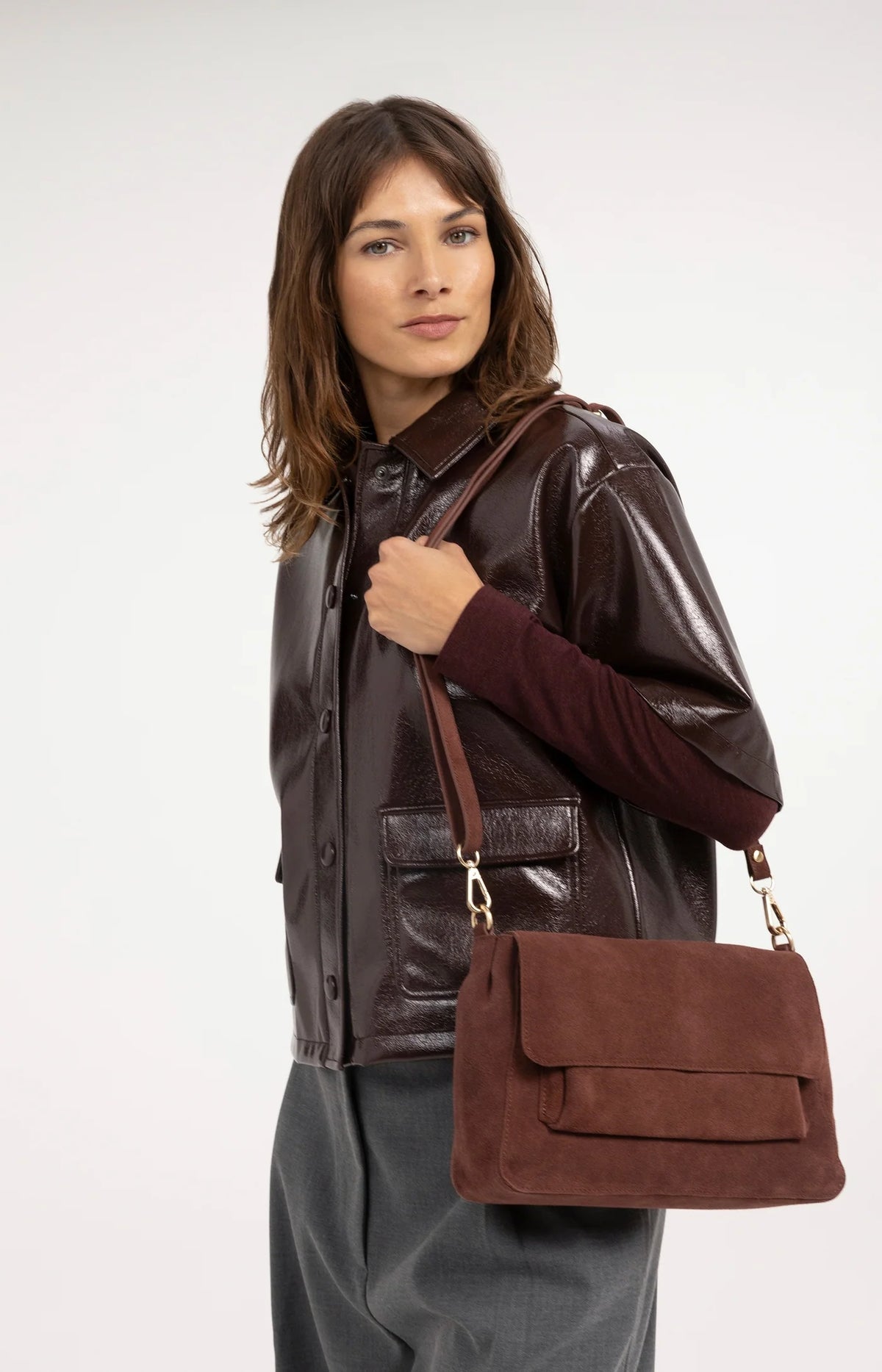 YAYA - Soft Suede Clutch and Shoulder Bag