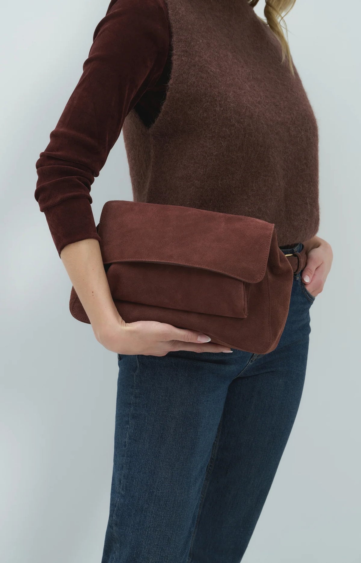 YAYA - Soft Suede Clutch and Shoulder Bag