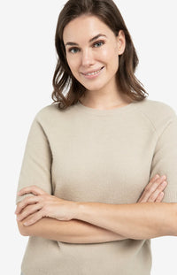 YAYA - Raglan Short Sleeve Sweater in Mist Green Melange