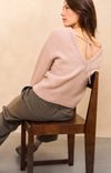 YAYA - V-Neck at Back Sweater in Shadow Grey Pink