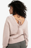 YAYA - V-Neck at Back Sweater in Shadow Grey Pink