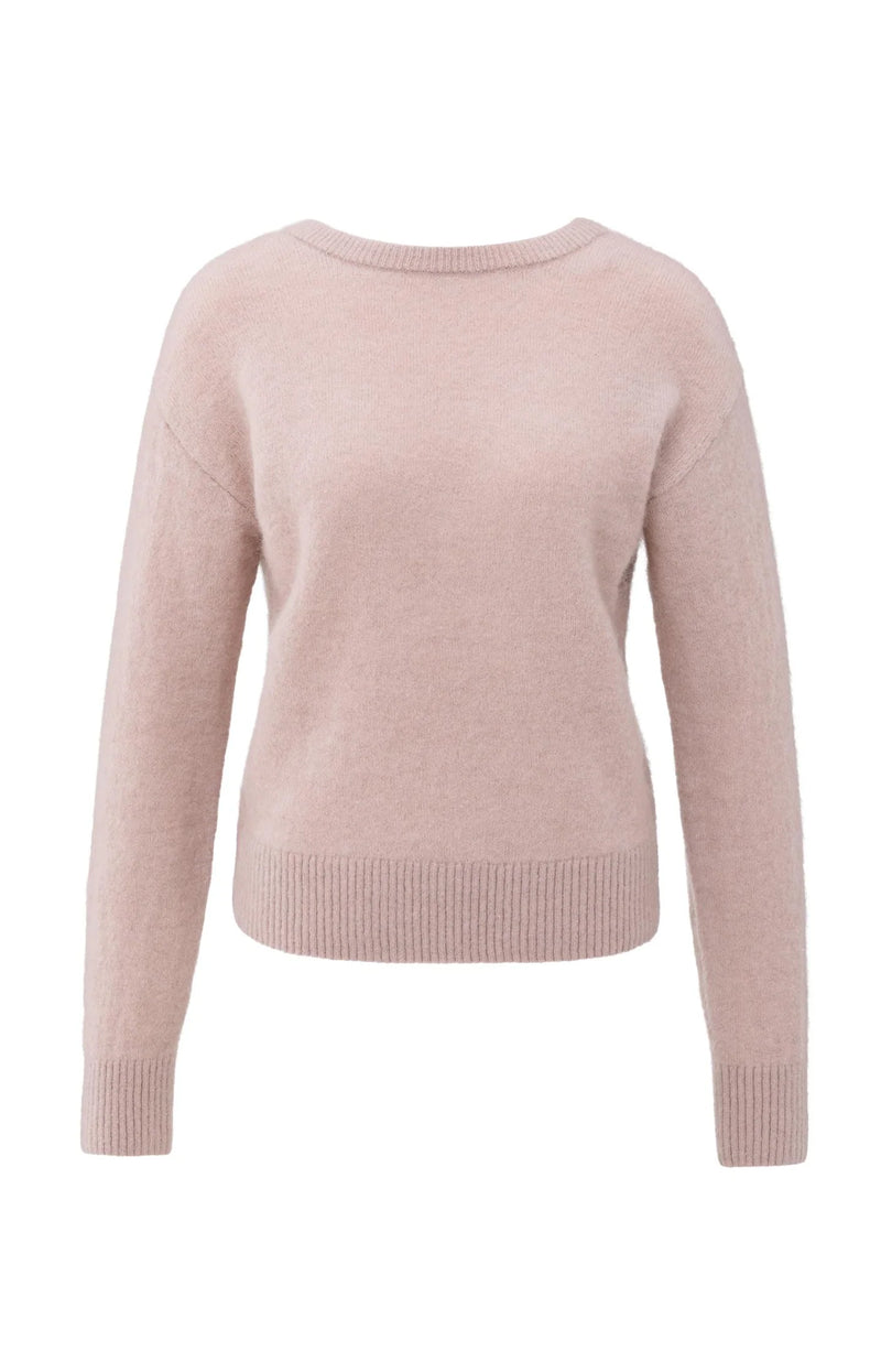 YAYA - V-Neck at Back Sweater in Shadow Grey Pink