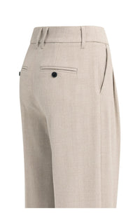 YAYA - Soft Woven Wide Leg Trousers in Beige Melange