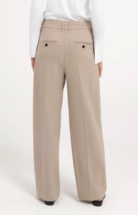 YAYA - Soft Woven Wide Leg Trousers in Beige Melange
