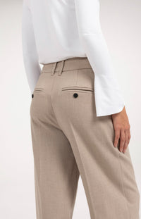 YAYA - Soft Woven Wide Leg Trousers in Beige Melange