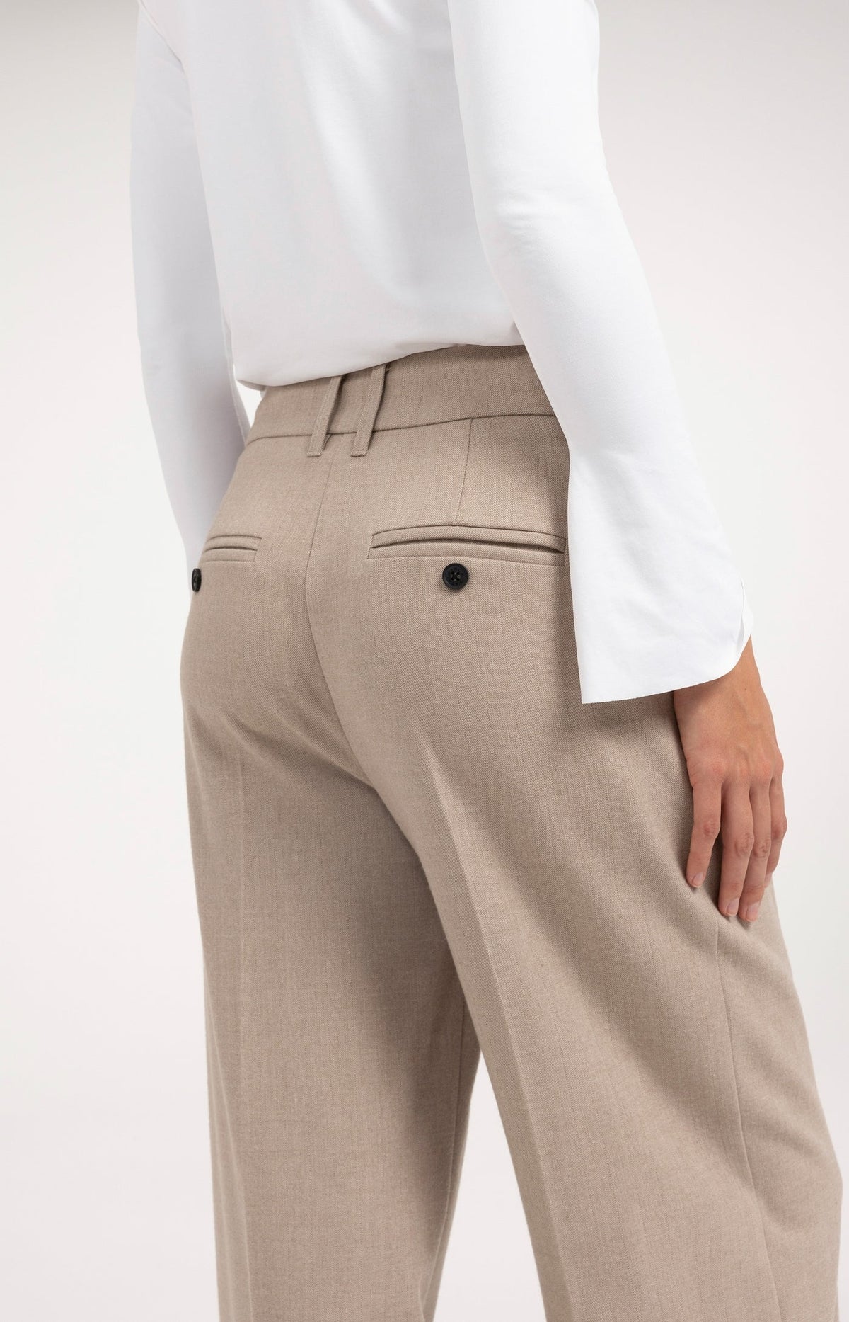 YAYA - Soft Woven Wide Leg Trousers in Beige Melange