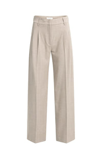 YAYA - Soft Woven Wide Leg Trousers in Beige Melange
