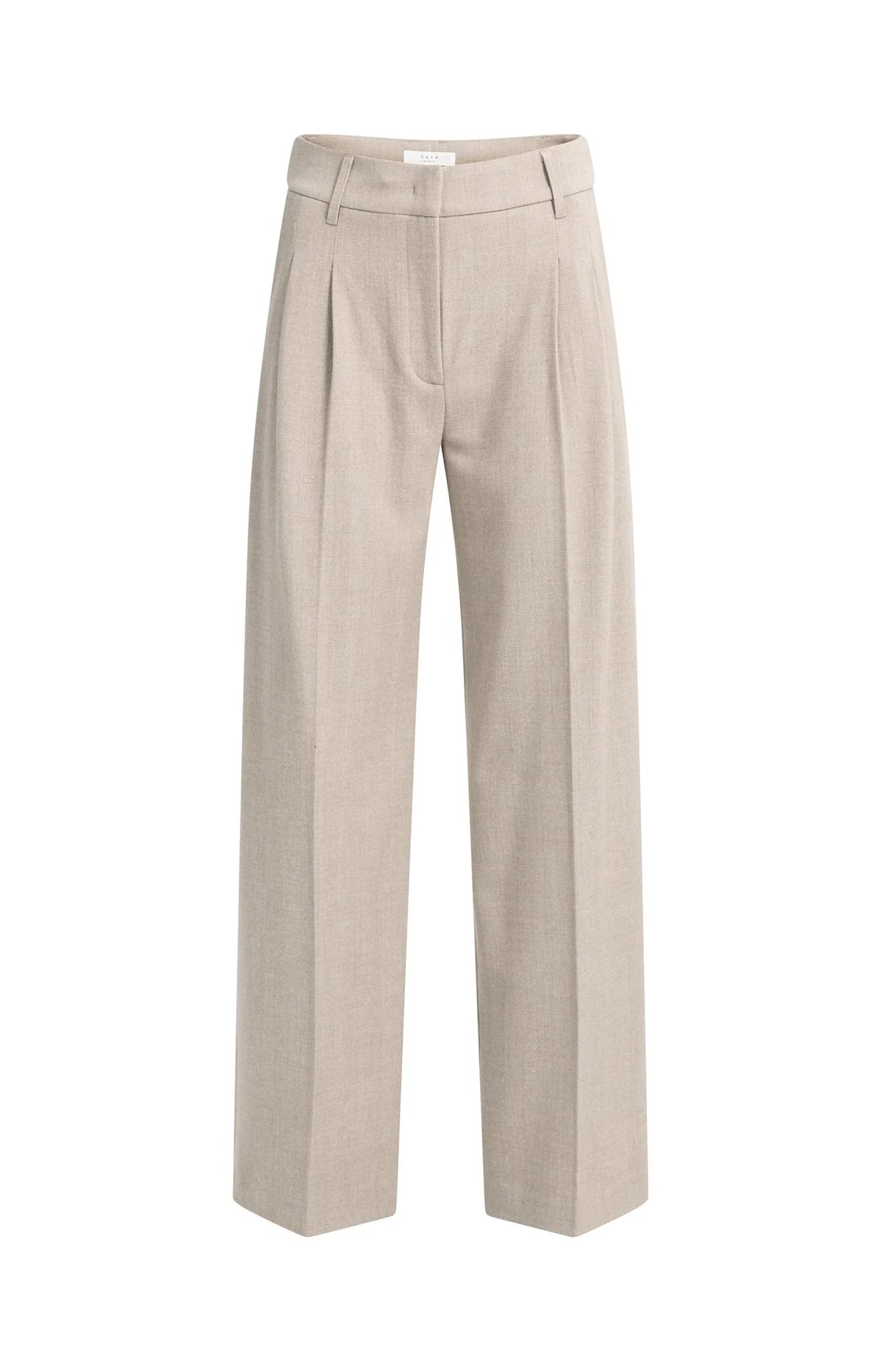 YAYA - Soft Woven Wide Leg Trousers in Beige Melange