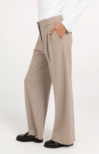 YAYA - Soft Woven Wide Leg Trousers in Beige Melange
