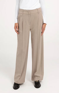 YAYA - Soft Woven Wide Leg Trousers in Beige Melange