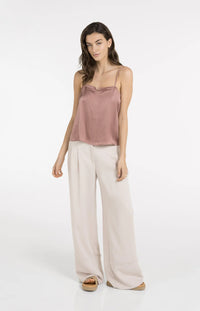 YAYA - Strappy Singlet with Subtle V-Notch in Burlwood Pink Melange