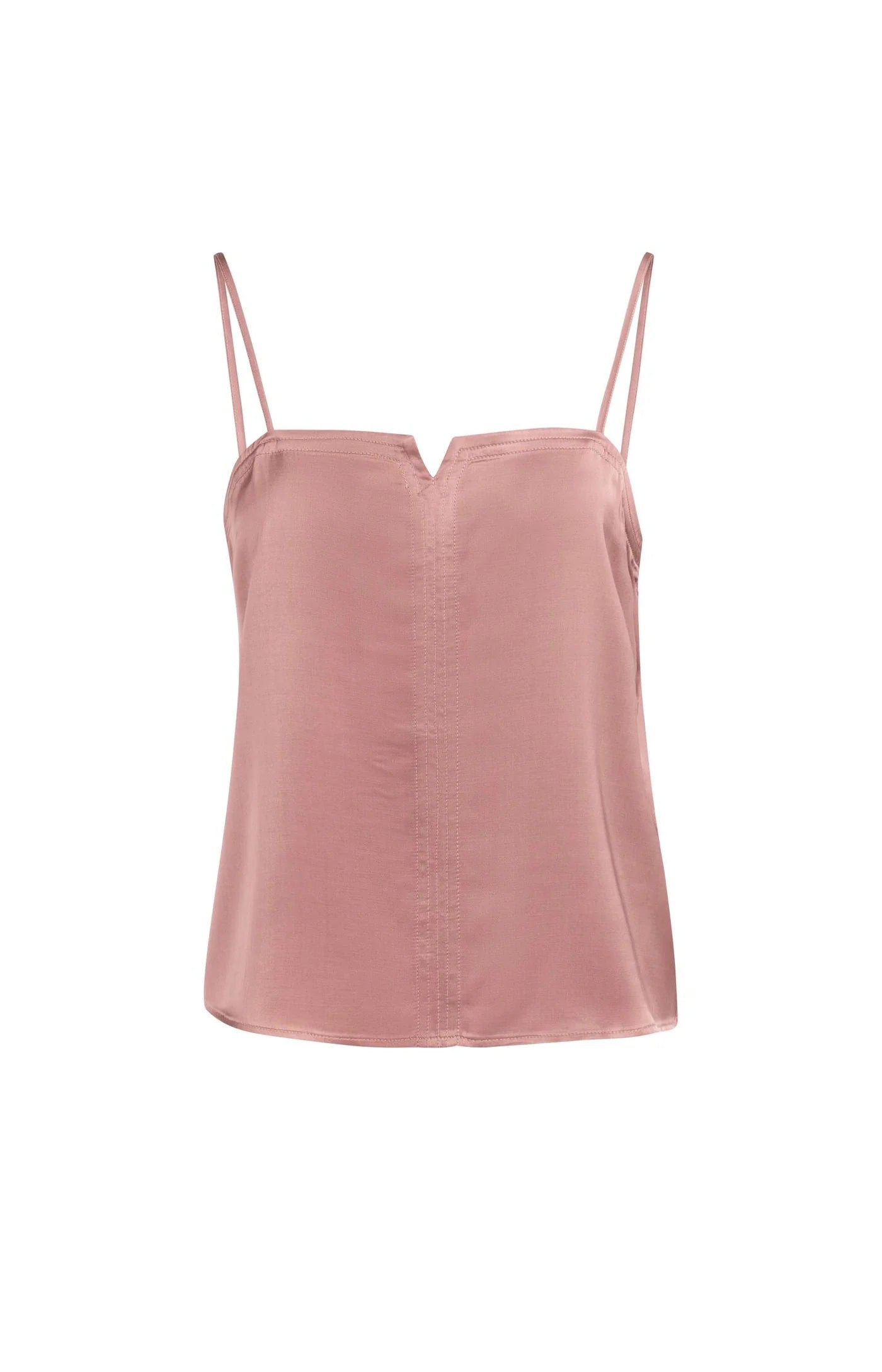 YAYA - Strappy Singlet with Subtle V-Notch in Burlwood Pink Melange