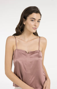 YAYA - Strappy Singlet with Subtle V-Notch in Burlwood Pink Melange