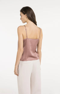YAYA - Strappy Singlet with Subtle V-Notch in Burlwood Pink Melange
