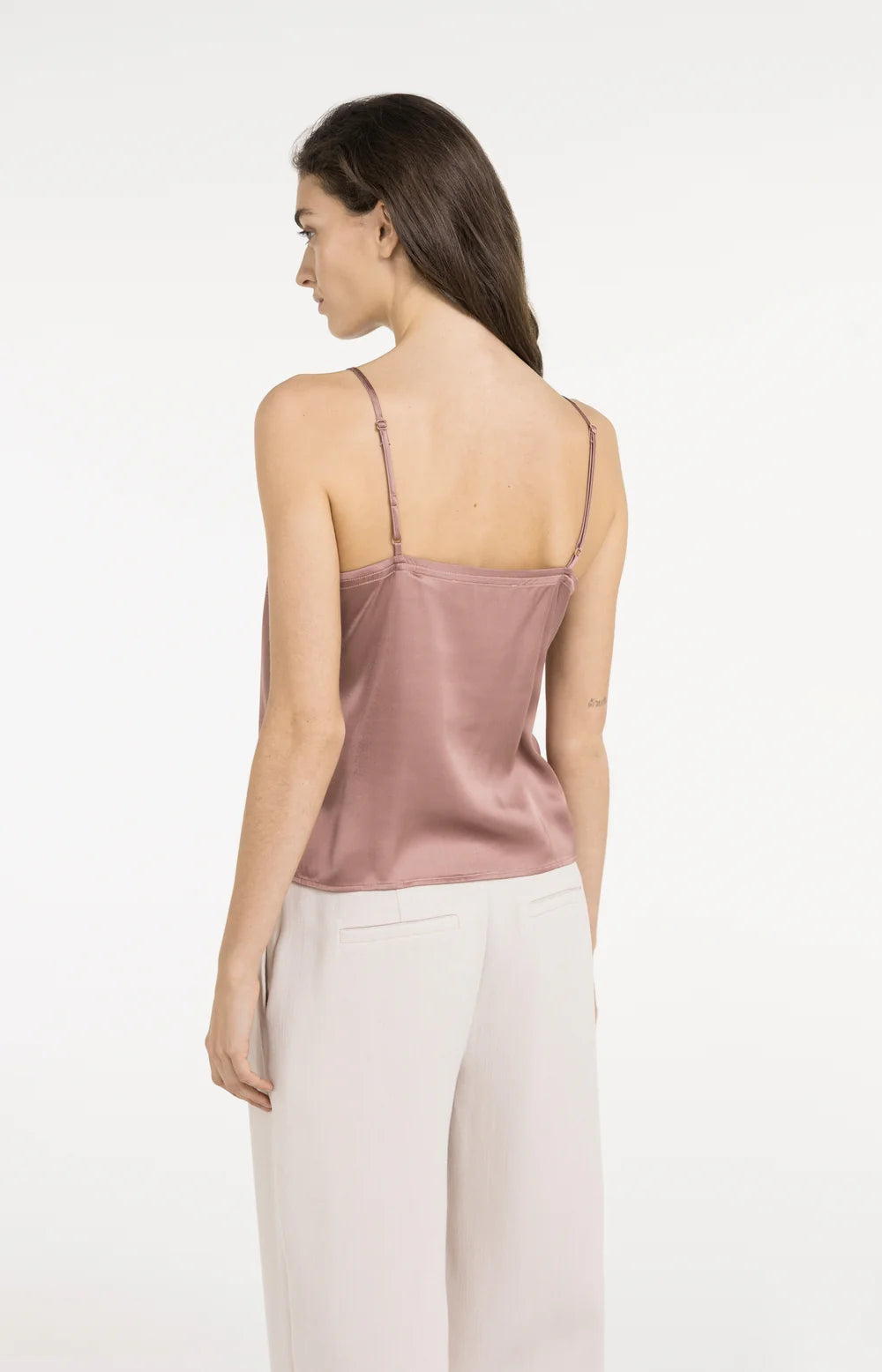 YAYA - Strappy Singlet with Subtle V-Notch in Burlwood Pink Melange