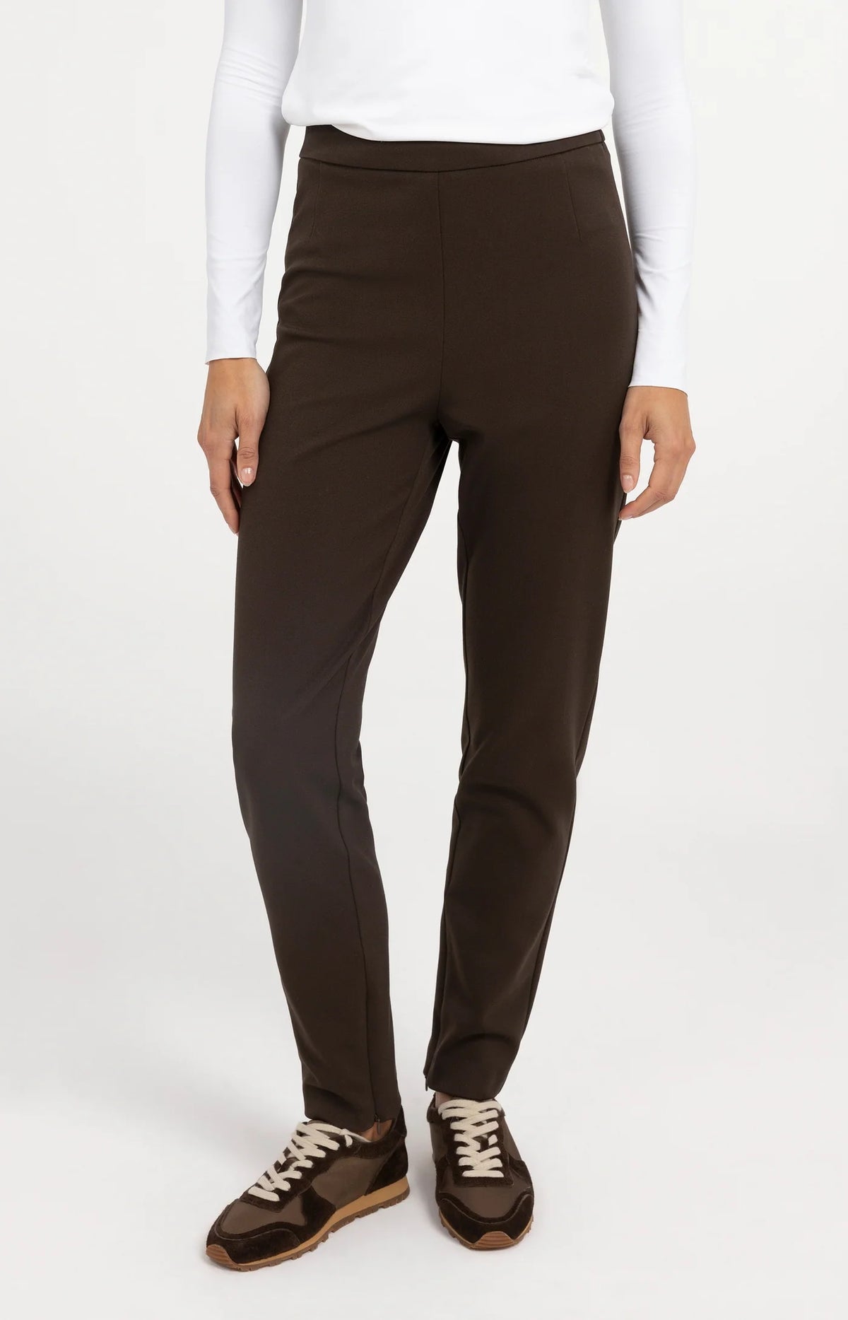 YAYA - Stretch Treggings with Zip Detail in Delicioso Brown