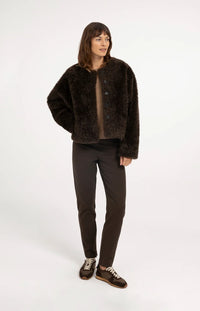 YAYA - Stretch Treggings with Zip Detail in Delicioso Brown