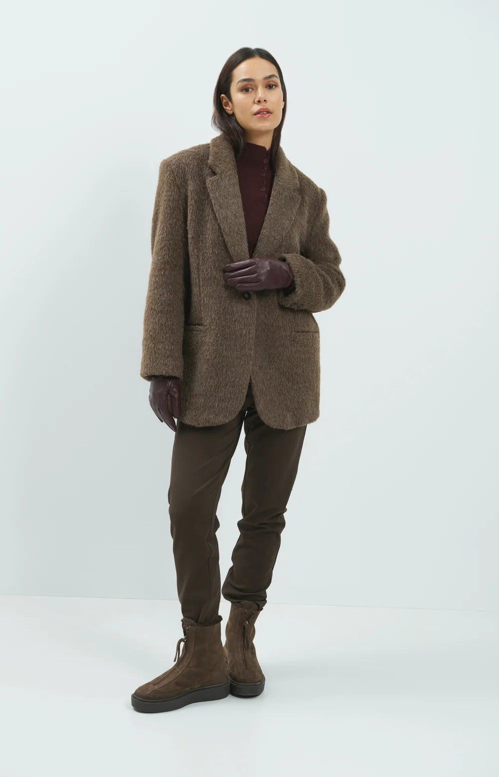 YAYA - Stretch Treggings with Zip Detail in Delicioso Brown