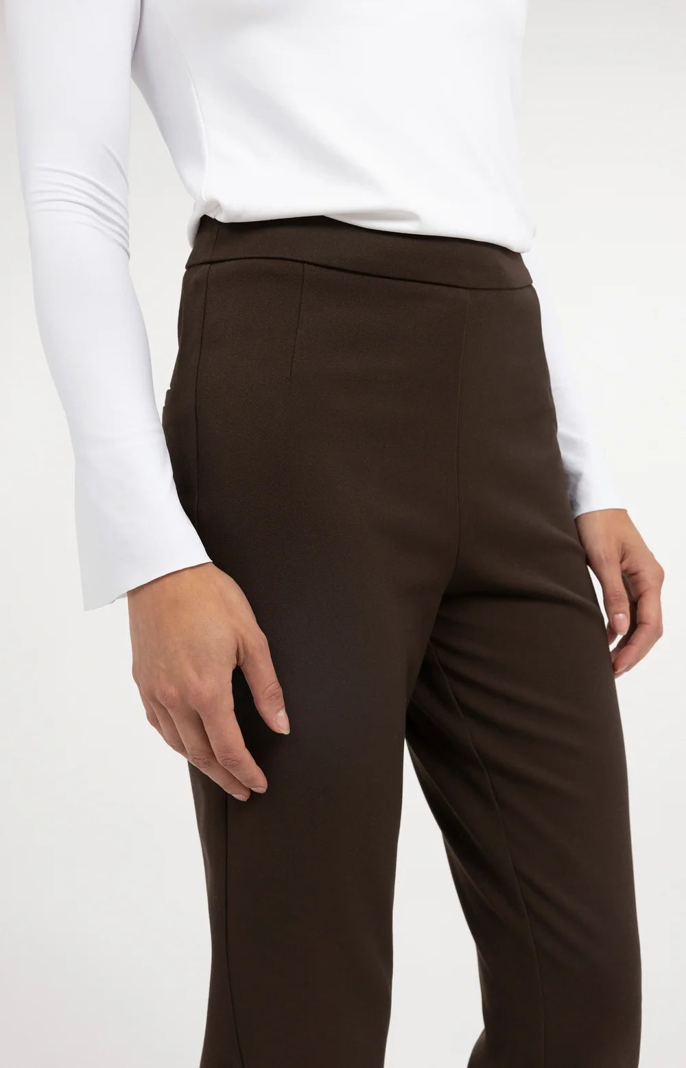 YAYA - Stretch Treggings with Zip Detail in Delicioso Brown