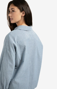YAYA - Striped Blouse with pocket  in Vintage Blue