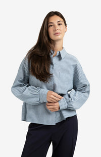 YAYA - Striped Blouse with pocket  in Vintage Blue