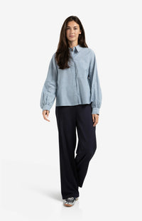 YAYA - Striped Blouse with pocket  in Vintage Blue
