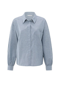 YAYA - Striped Blouse with pocket  in Vintage Blue
