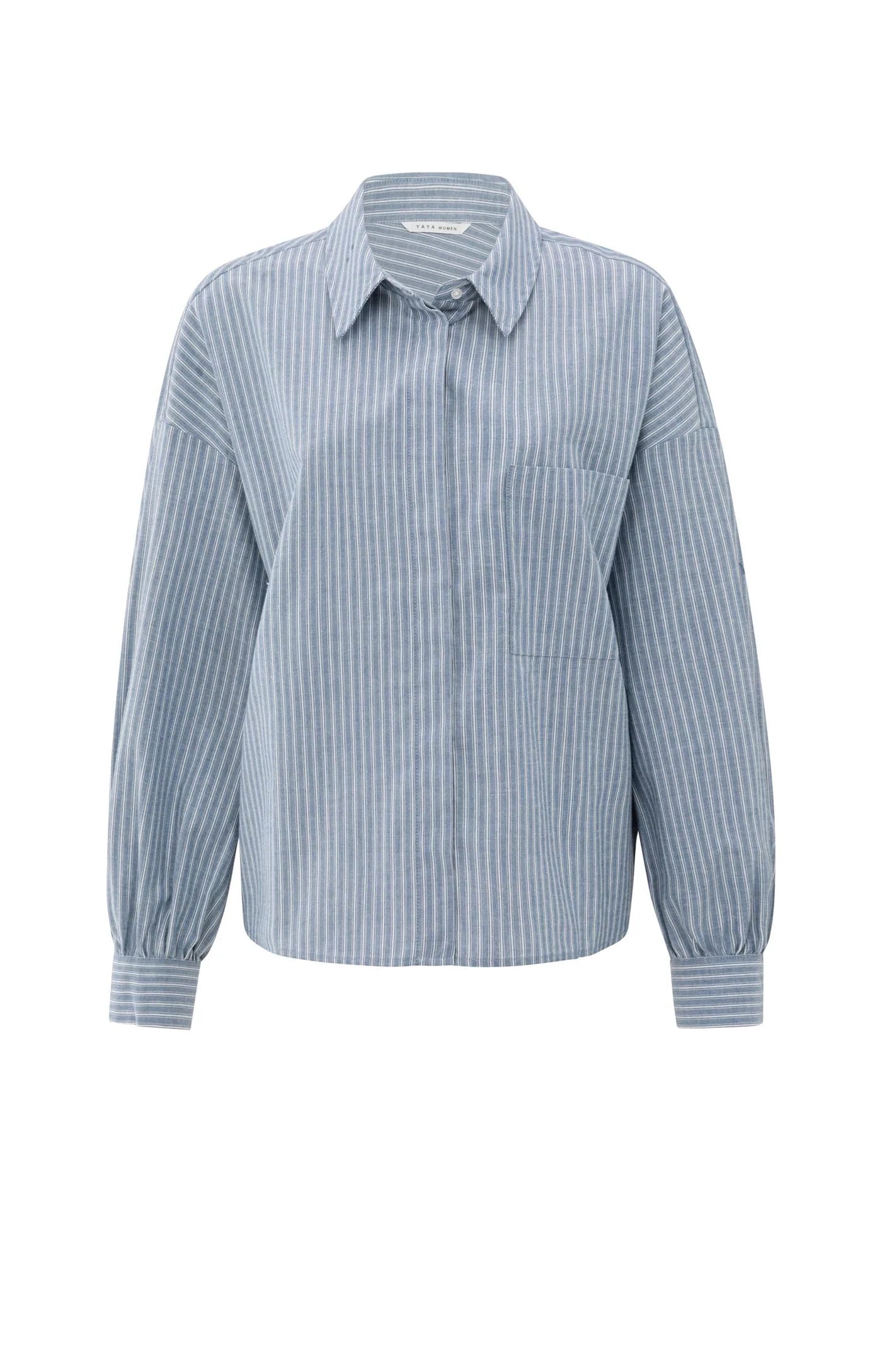 YAYA - Striped Blouse with pocket  in Vintage Blue