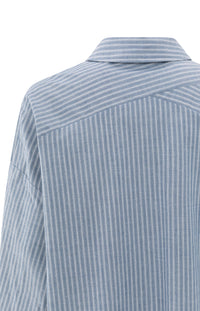 YAYA - Striped Blouse with pocket  in Vintage Blue
