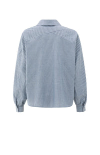 YAYA - Striped Blouse with pocket  in Vintage Blue
