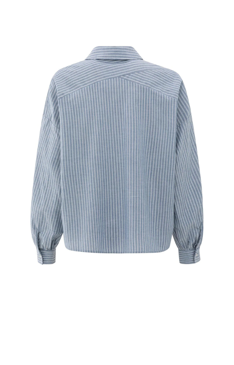 YAYA - Striped Blouse with pocket  in Vintage Blue