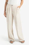 YAYA - Structured Woven Trousers with Pleat details in Washed Brown