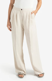 YAYA - Structured Woven Trousers with Pleat details in Washed Brown