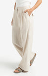 YAYA - Structured Woven Trousers with Pleat details in Washed Brown
